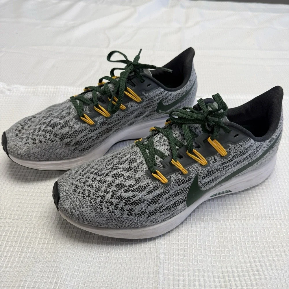 Green Bay Packers Shoes Mens 11 NFL‎ Football Nike Air Zoom Pegasus 36 Gray RARE